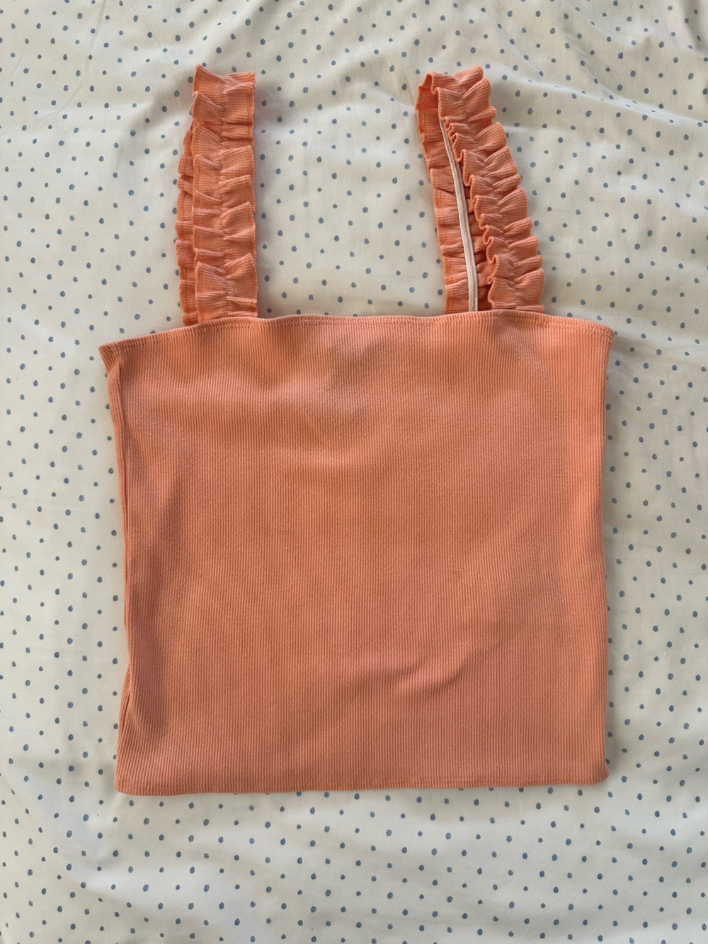 Forever 21 Coral Ruffle Strap Fitted Top | Feminine Bodycon Tank Size S